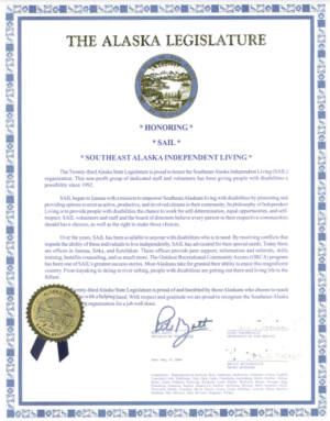 Alaska Legislature Proclamation honoring SAIL