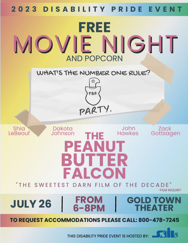 free movie night poster in pastel colors. There's a picture of a bird wearing a tshirt that reads PBF and the text "what's the number one rule? PARTY!" All event details on the poster are included in the original post.
