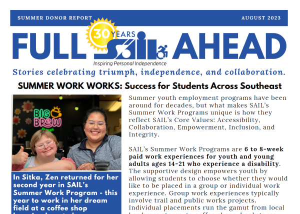 Image of the SAIL Summer 2023 Newsletter. click on the image for a PDF version compatible with screen reader software