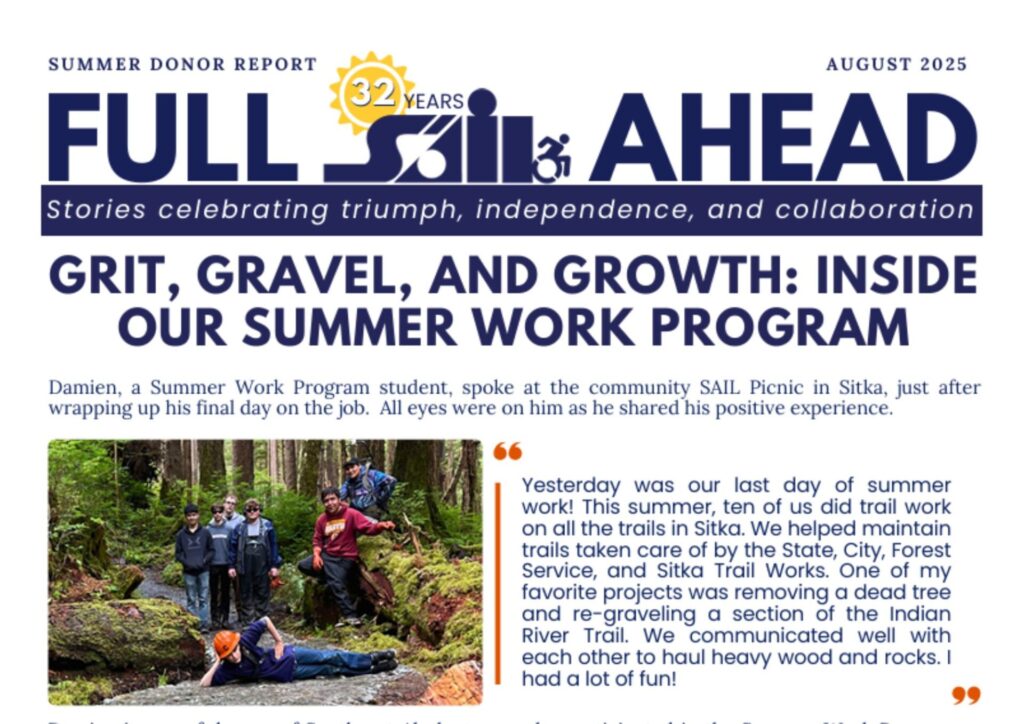 Front page news article. Headline reads "Grit, Gravel, and Growth: Inside our Summer Work Program